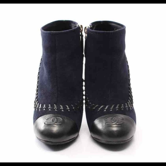 CHANEL Navy and Black Ankle Boots - Picture 4 of 13